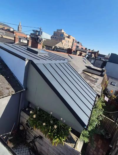 Standing seam zinc roof completed on a Dublin property
